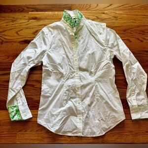C. Wonder White Button-Down Shirt with Green Design Trim - NWT